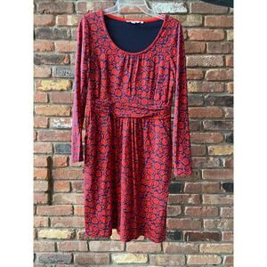 Boden Red/Navy Longsleeve Jersey Dress w/pockets - 8R US /12R UK